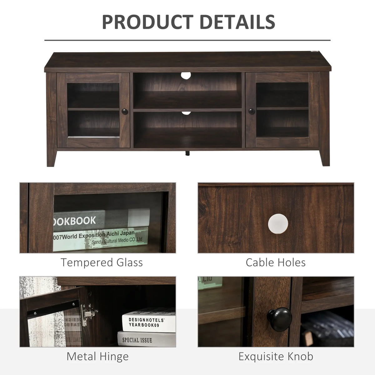 Fireplace TV Stand for TVs up to 60 Inches, Wood Cabinet with Storage TV Stands at Gallery Canada