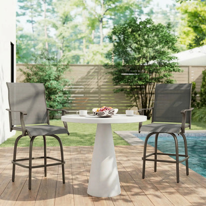 Outdoor Bar Stools Set of 2, Swivel High Back Chairs, Black Bar Stools at Gallery Canada