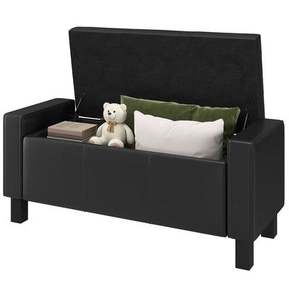 42" Faux Leather Storage Ottoman Bench, Black Storage Ottomans & Benches at Gallery Canada