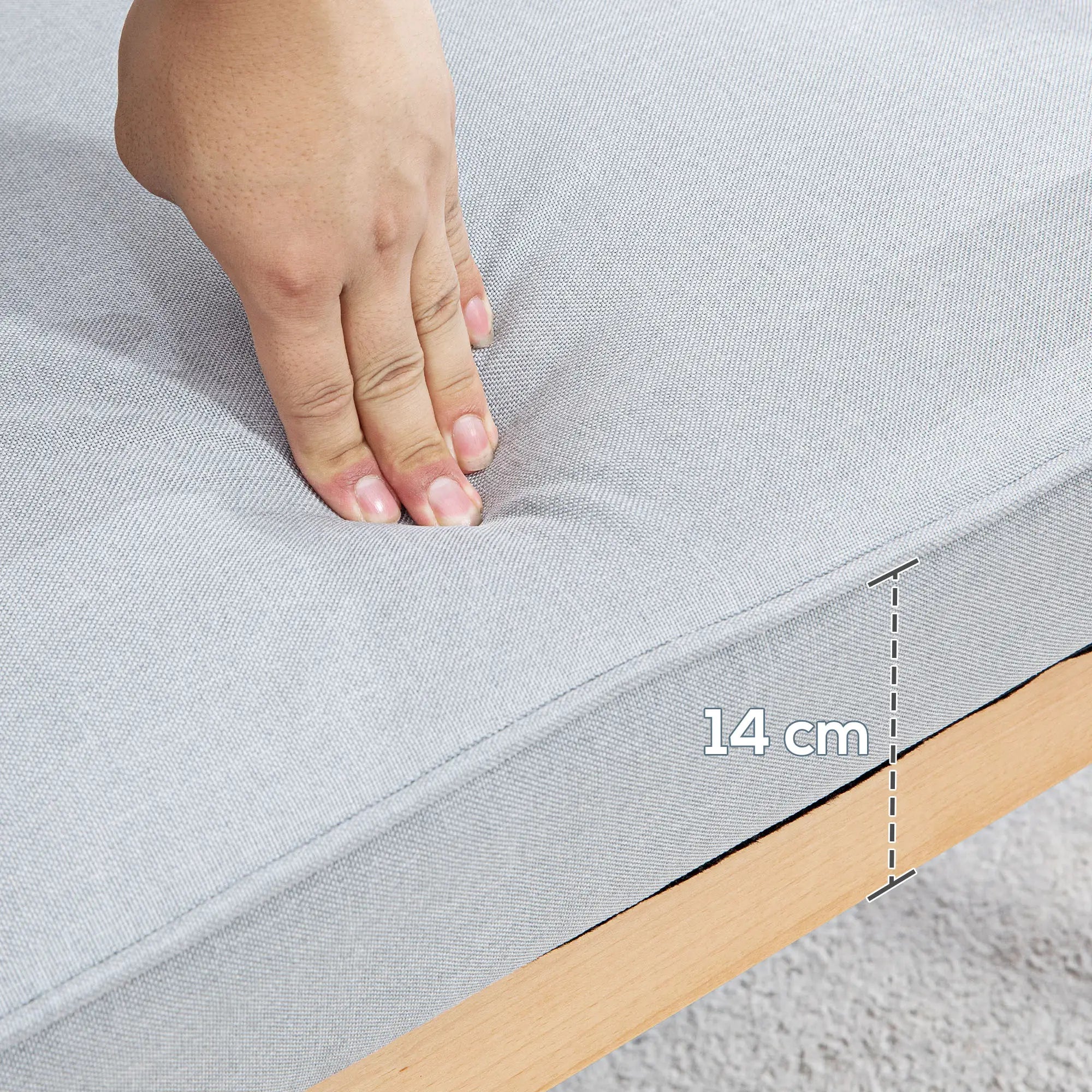 Modern Armchair Fabric, Accent Chair with Tufted Back, Wood Legs and Thick Padding for Living Room, Bedroom, Light Grey Accent Chairs at Gallery Canada