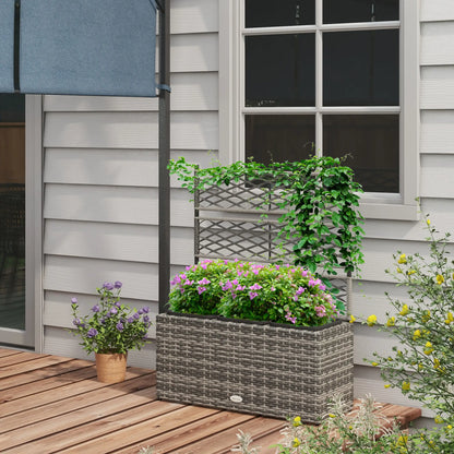 Lit de jardin surélevé en osier avec treillis, 42" de hauteur, gris mélangé