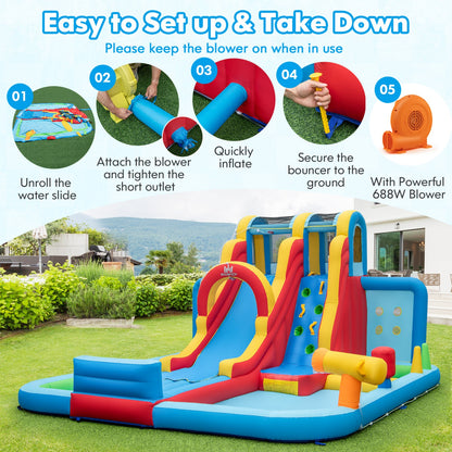 Ultimate Backyard Summer Oasis Set: 6-Pc Patio Rattan Furniture Inflatable Water Slide Park with 680W Blower Outdoor & Patio Furniture at Gallery Canada