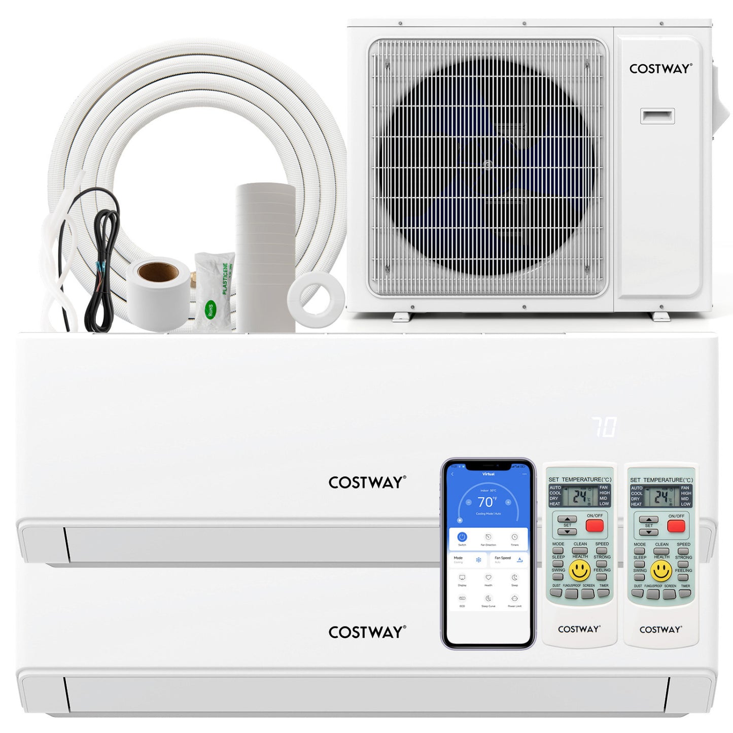 24000 BTU 2 Zone 23 SEER2 Mini Split AC, Heat Pump, 7K + 18K, White Mini Split Air Conditioners at Gallery Canada