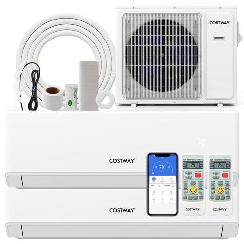 24000 BTU 2 Zone 23 SEER2 Mini Split AC, Heat Pump, WiFi, White