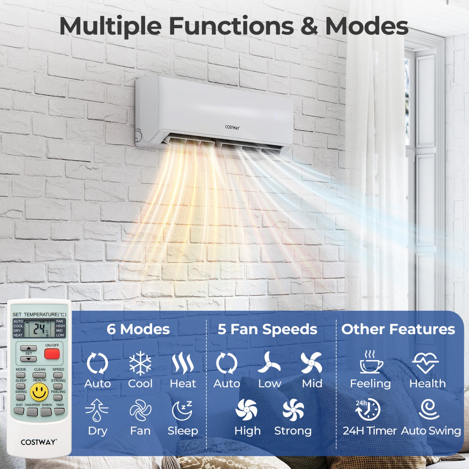 24000 BTU 2 Zone 23 SEER2 Mini Split AC, Heat Pump, WiFi, White Mini Split Air Conditioners at Gallery Canada