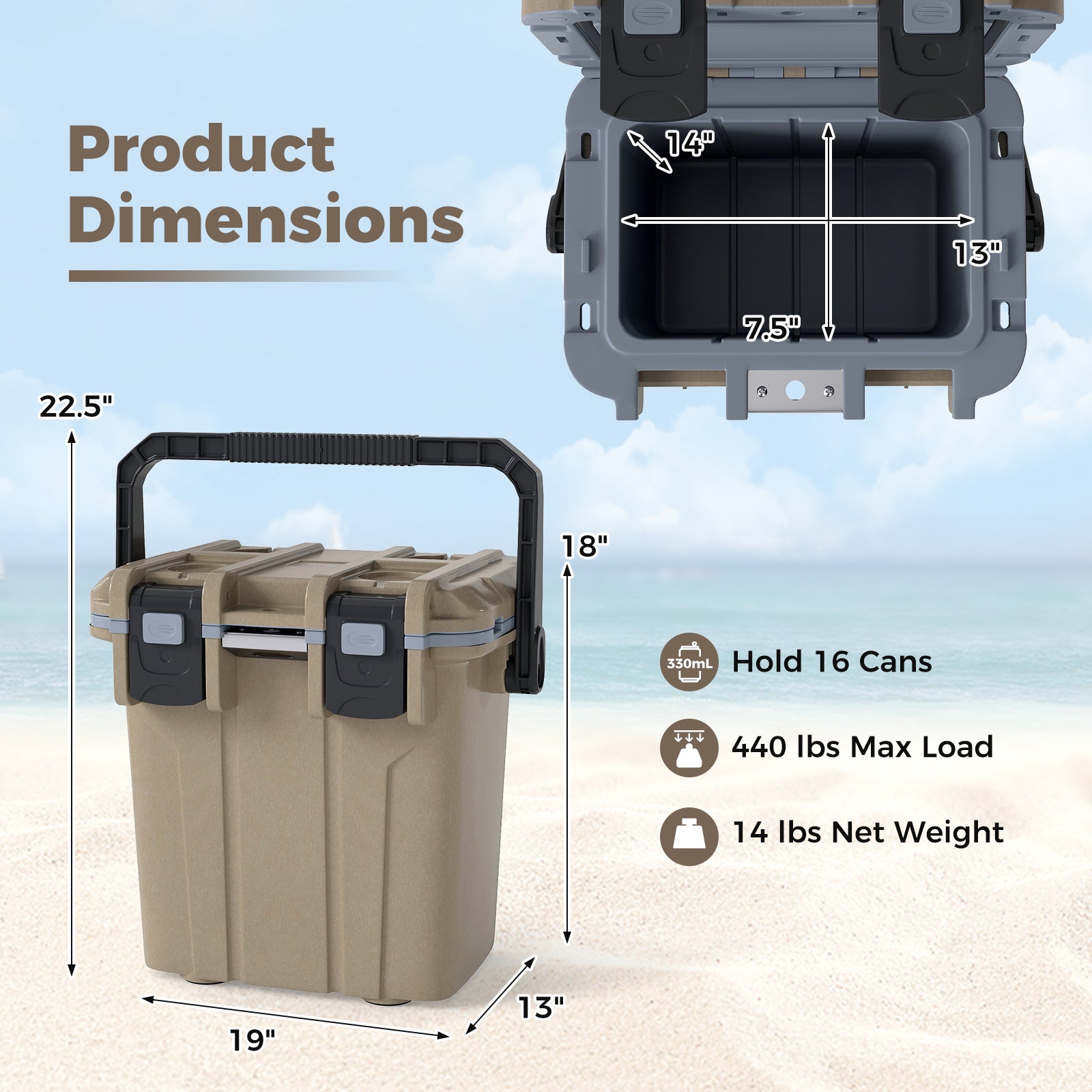 Ultra-Light Injection Molded Cooler 21 QT Hard Ice Chest, Coffee Coolers at Gallery Canada