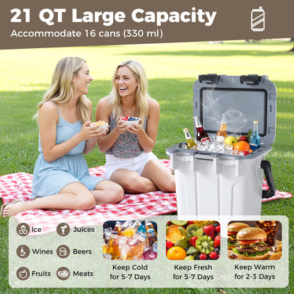 Ultra-Light Injection Molded Cooler 21 QT Hard Ice Chest, White Coolers at Gallery Canada