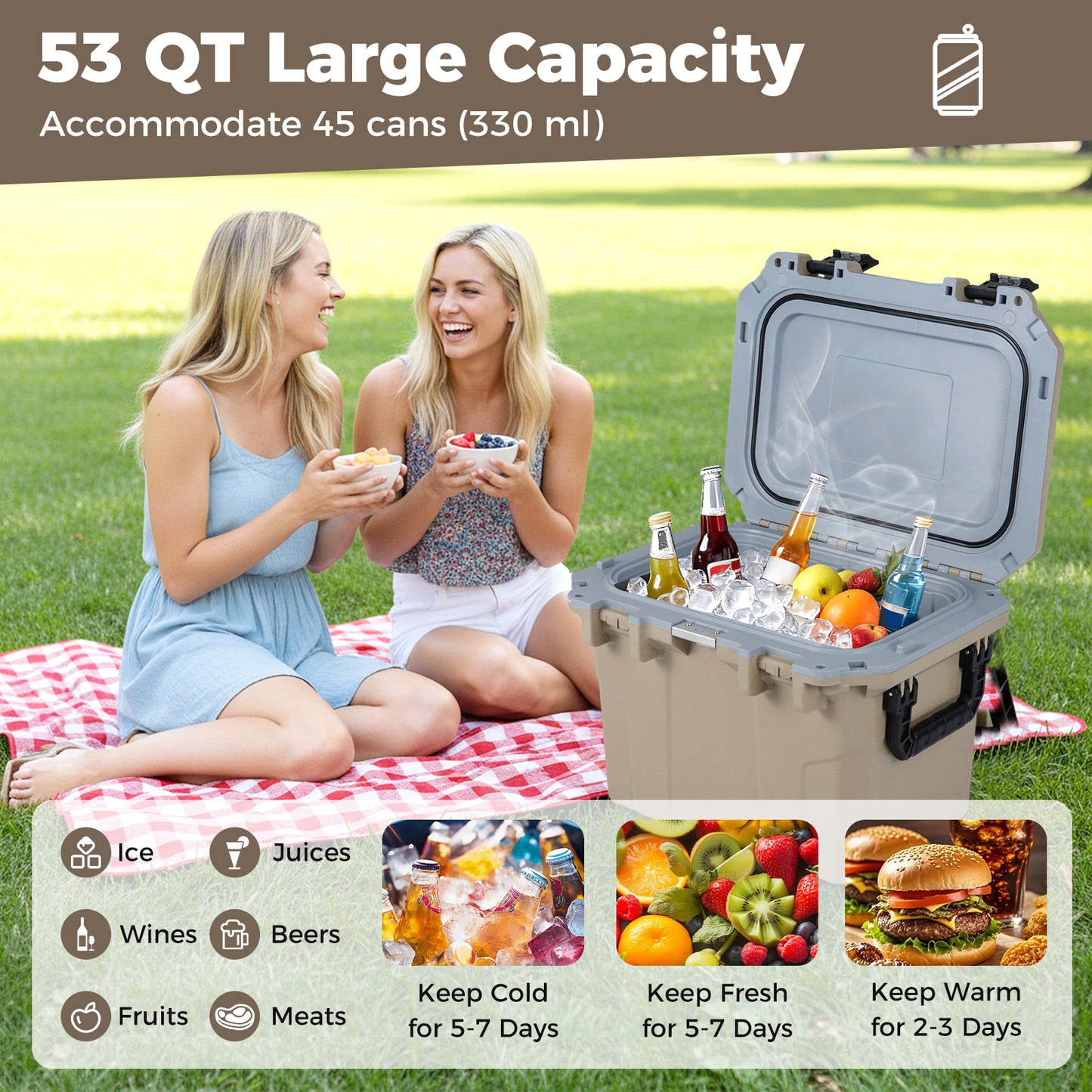Ultra-Light Injection Molded Cooler 53 QT Hard Ice Chest, Coffee Coolers at Gallery Canada
