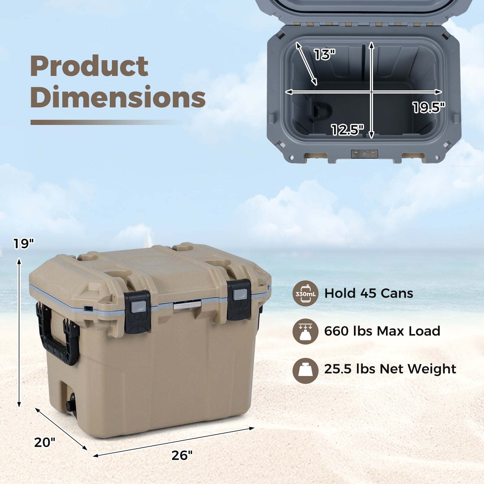 Ultra-Light Injection Molded Cooler 53 QT Hard Ice Chest, Coffee Coolers at Gallery Canada