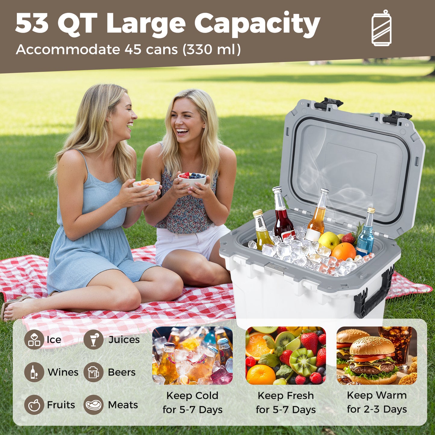 Injection Molded Cooler, 53 QT, White Coolers at Gallery Canada