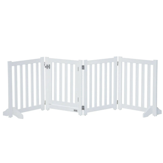 23.5"H Foldable Dog Gate with Door, 4 Panels, White Houses, Kennels & Pens White at Gallery Canada