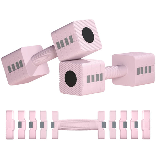 2/4/7/9/11 lb Adjustable Dumbbell Set of 2, 5-in-1 Weights Dumbbells & Barbells Pink at Gallery Canada