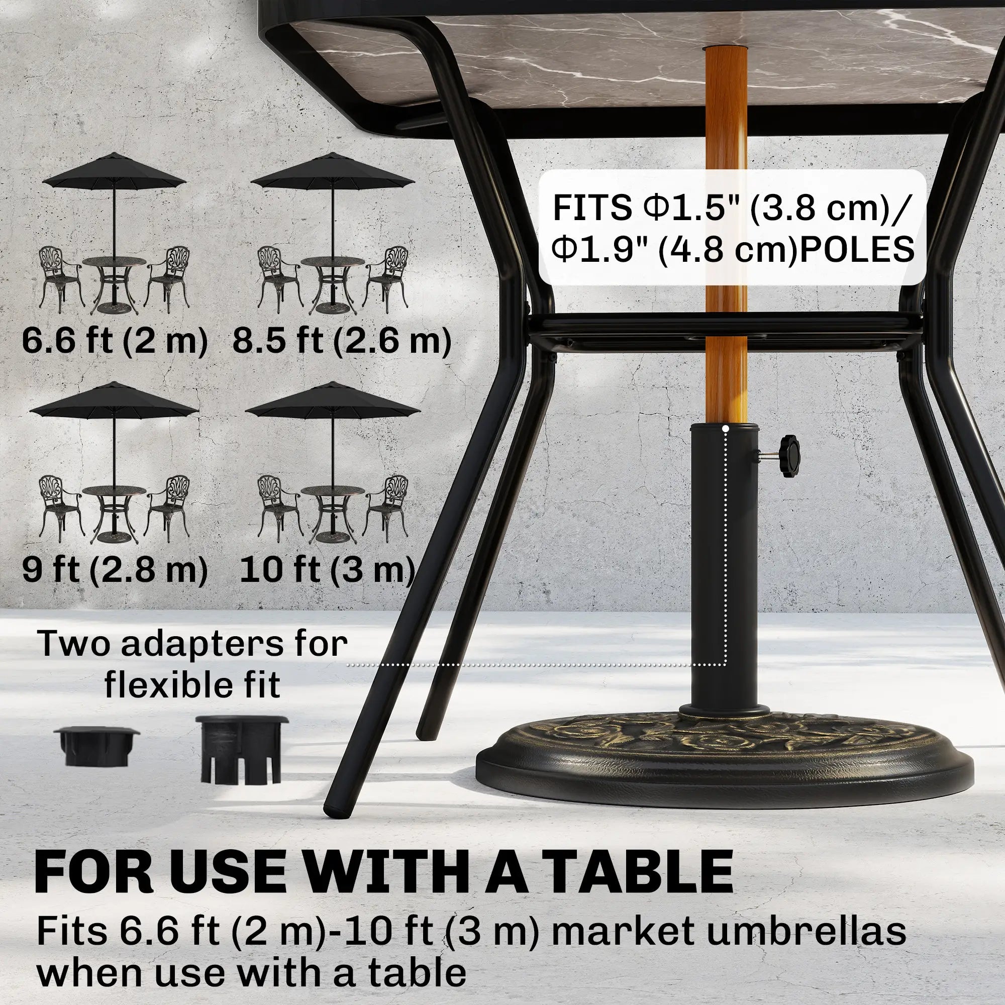 18” Round Patio Umbrella Base, Cast Stone Resin, Bronze Umbrella Bases at Gallery Canada