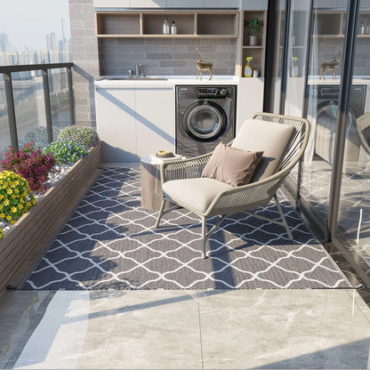 Waterproof Outdoor Rug, 6' x 9', Reversible RV Mat, Grey & White Garden Decor at Gallery Canada