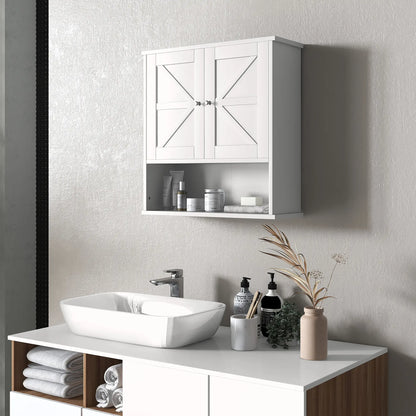 Farmhouse Bathroom Medicine Cabinet, Barn Doors, Adjustable Shelf, White Bathroom Cabinets at Gallery Canada