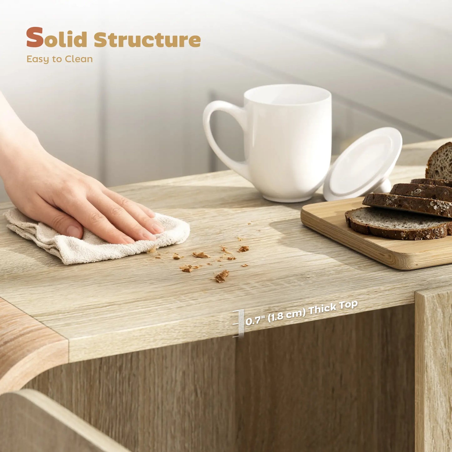 31.5" Meuble bas de cuisine, Bois naturel, Porte à fermeture douce, Étagère réglable