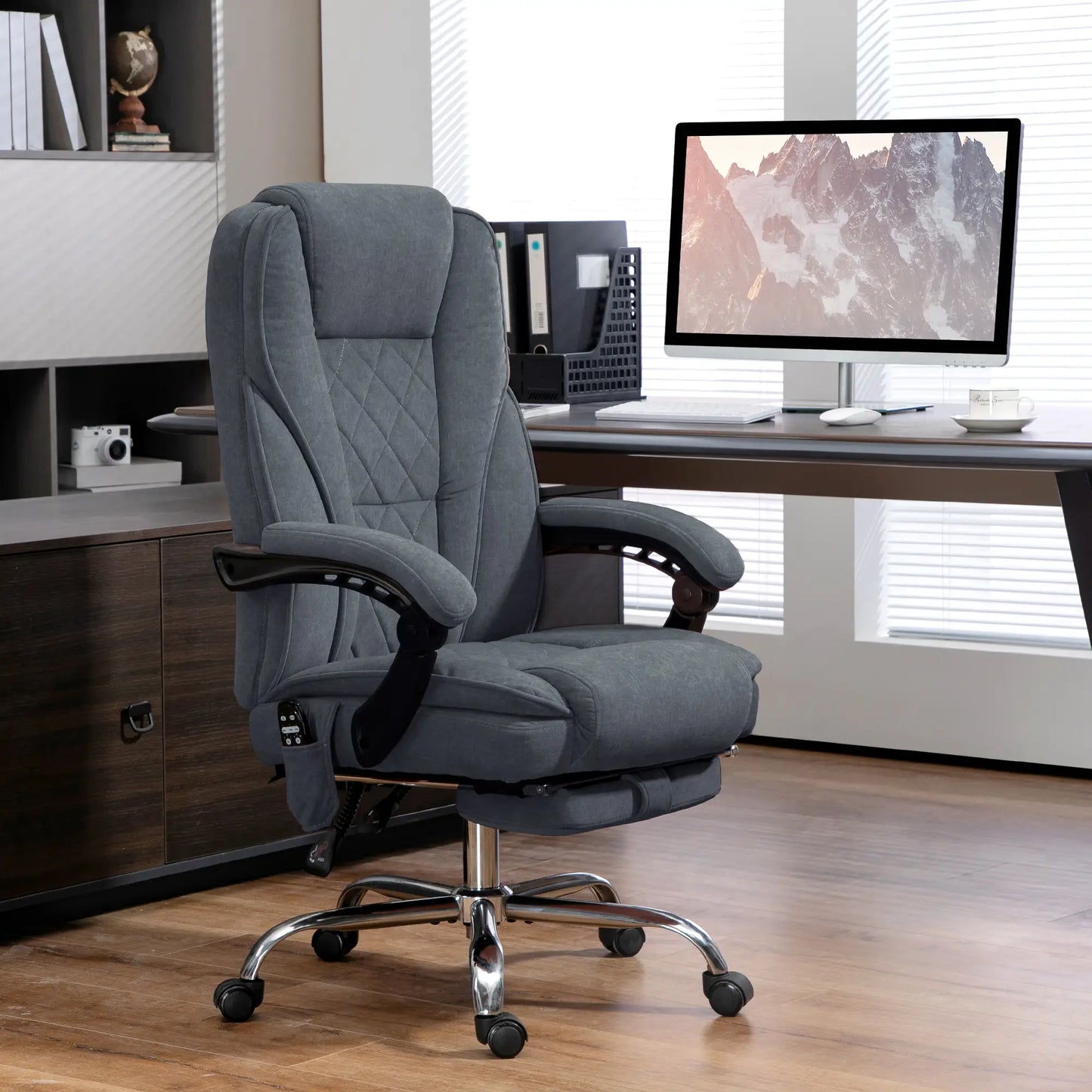 Massage Office Chair, Reclining Computer Chair, Adjustable Height, Footrest, Dark Grey Massage Chairs at Gallery Canada