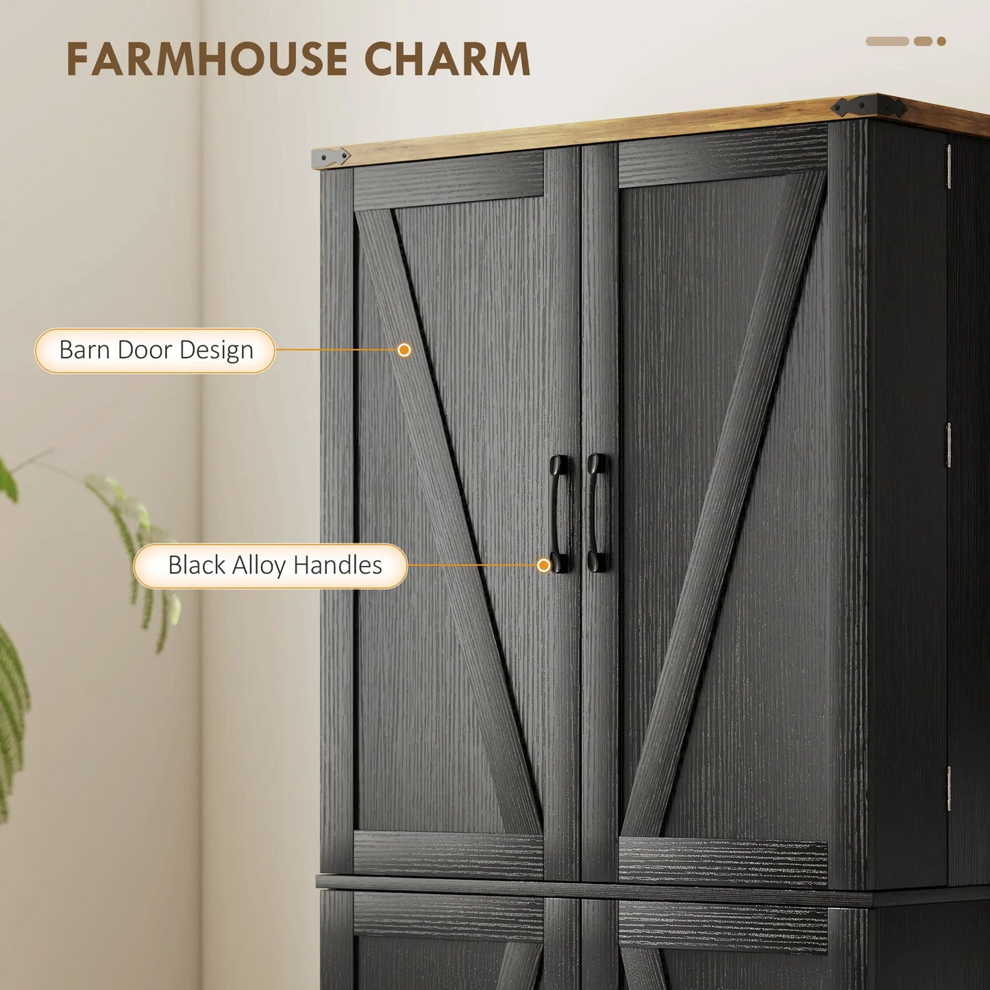 72 Inch Kitchen Pantry Cabinet, 4 Doors, Drawer, Shelves, Black Kitchen Pantry Cabinets at Gallery Canada