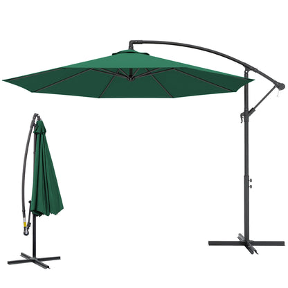 10' Deluxe Patio Umbrella, Offset Sunshade with Crank, Dark Green Cantilever Umbrellas at Gallery Canada