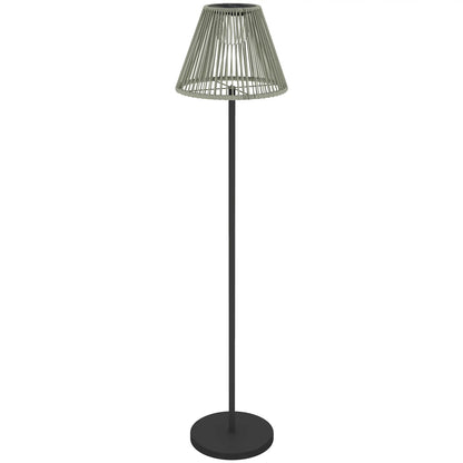 Wicker Outdoor Floor Lamp, Solar Lantern, Auto LED Lights, IP44, Grey Solar Post Lamps Grey, Black at Gallery Canada