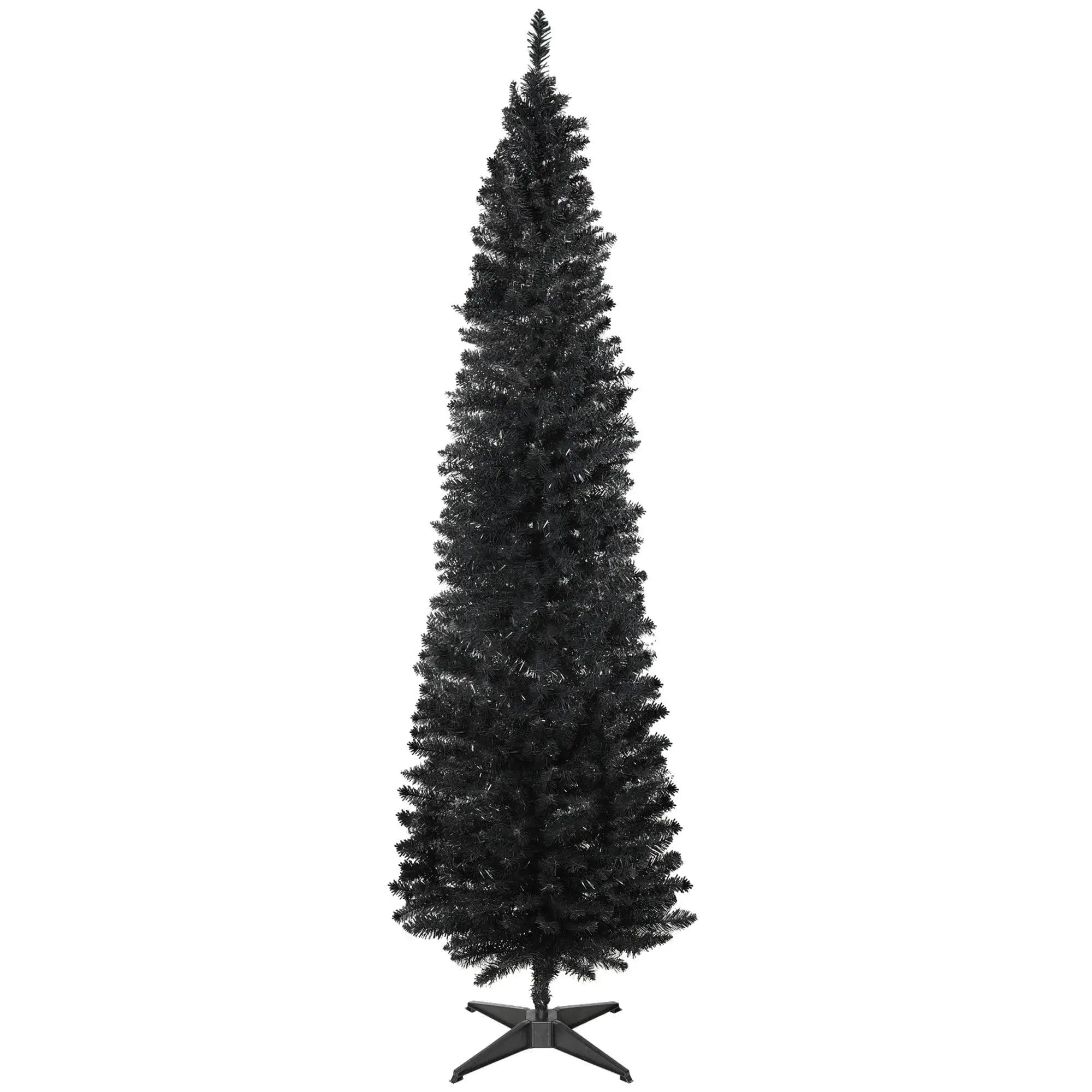 7FT Artificial Pencil Christmas Tree, Realistic Branches, Stable Stand, Black Pencil Christmas Trees Black at Gallery Canada