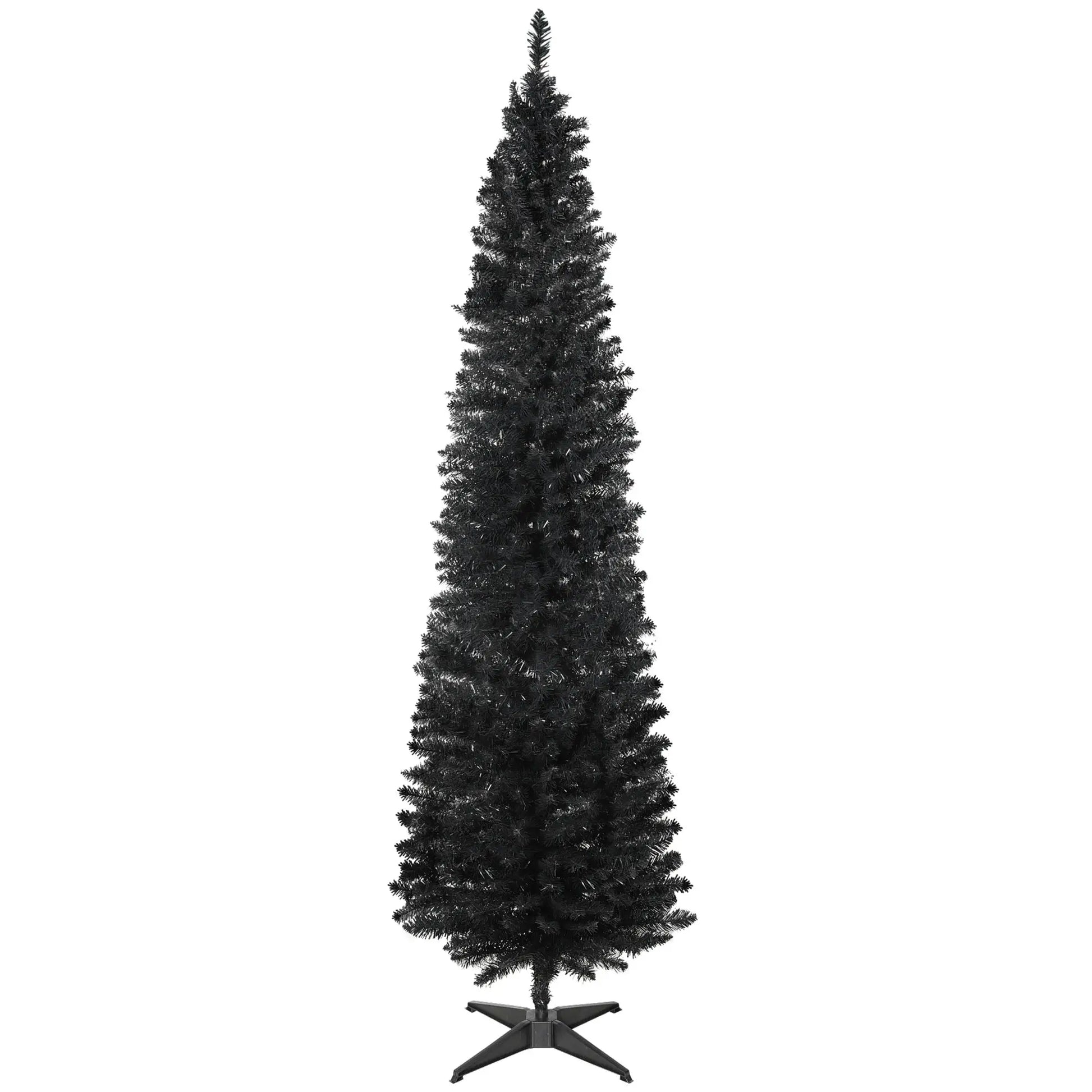 7FT Artificial Pencil Christmas Tree, Realistic Branches, Stable Stand, Black Pencil Christmas Trees Black at Gallery Canada