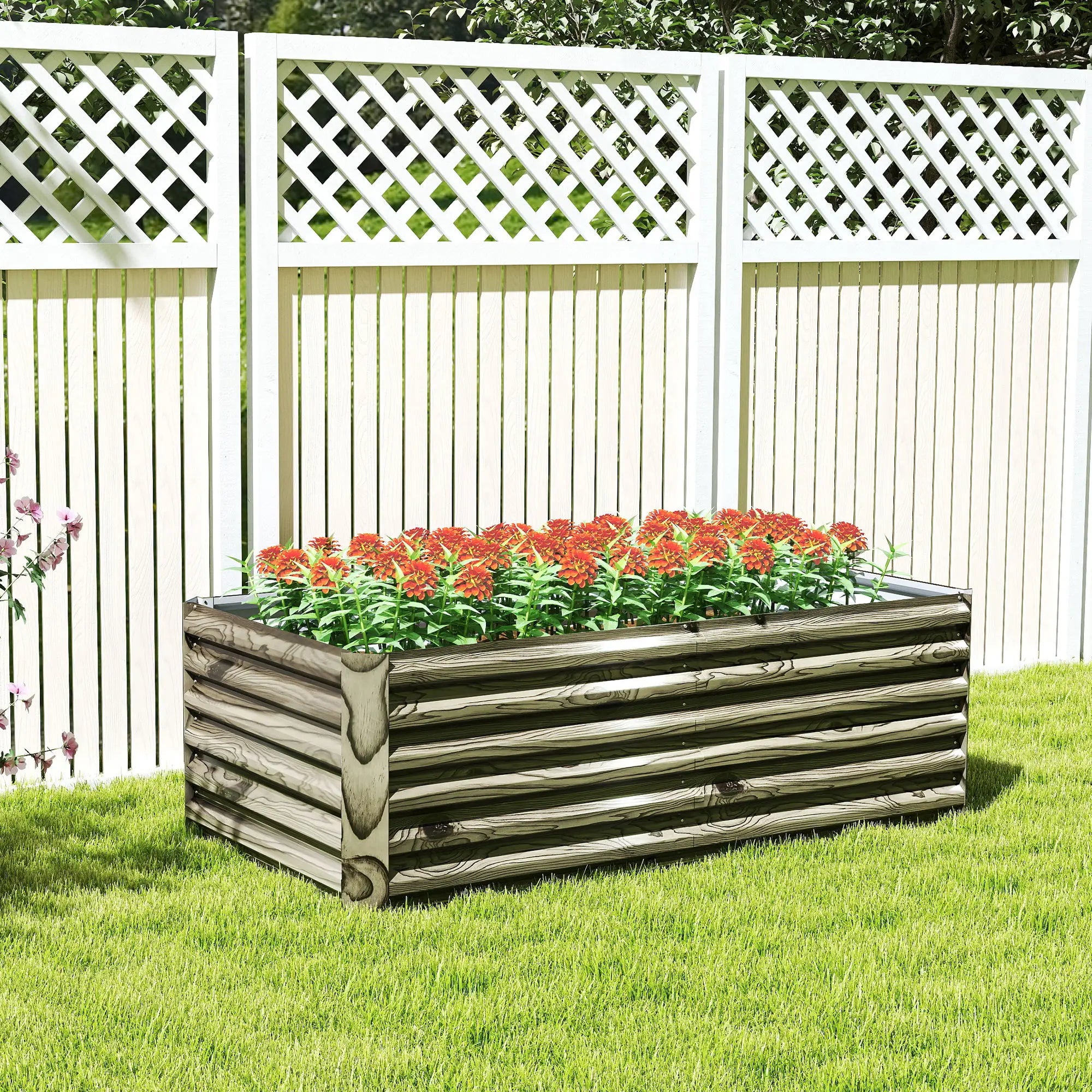 6' x 3' x 2' Raised Garden Bed, Galvanized Planter Box, Light Wood Effect Galvanized Planter Boxes at Gallery Canada