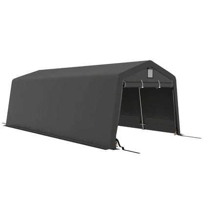 11' x 20' Portable Garage, Heavy Duty Carport Canopy, Dark Grey Car Shelters at Gallery Canada