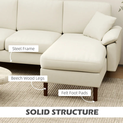 L-Shape Sectional Sofa, Changeable Chaise Lounge, Cream White 3-Seater Sofas at Gallery Canada