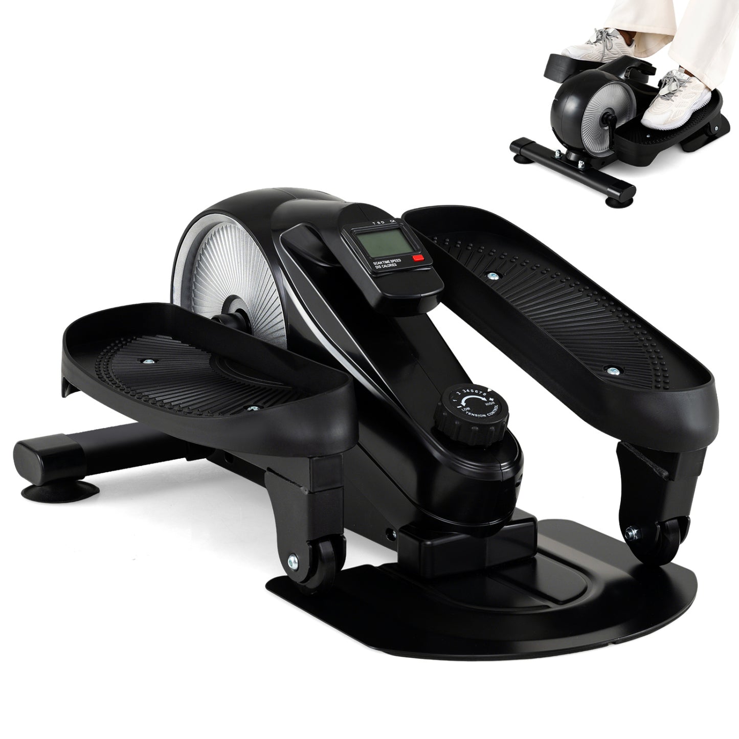 Under Desk Elliptical Pedal Exerciser, Adjustable Magnetic Resistance, Silver