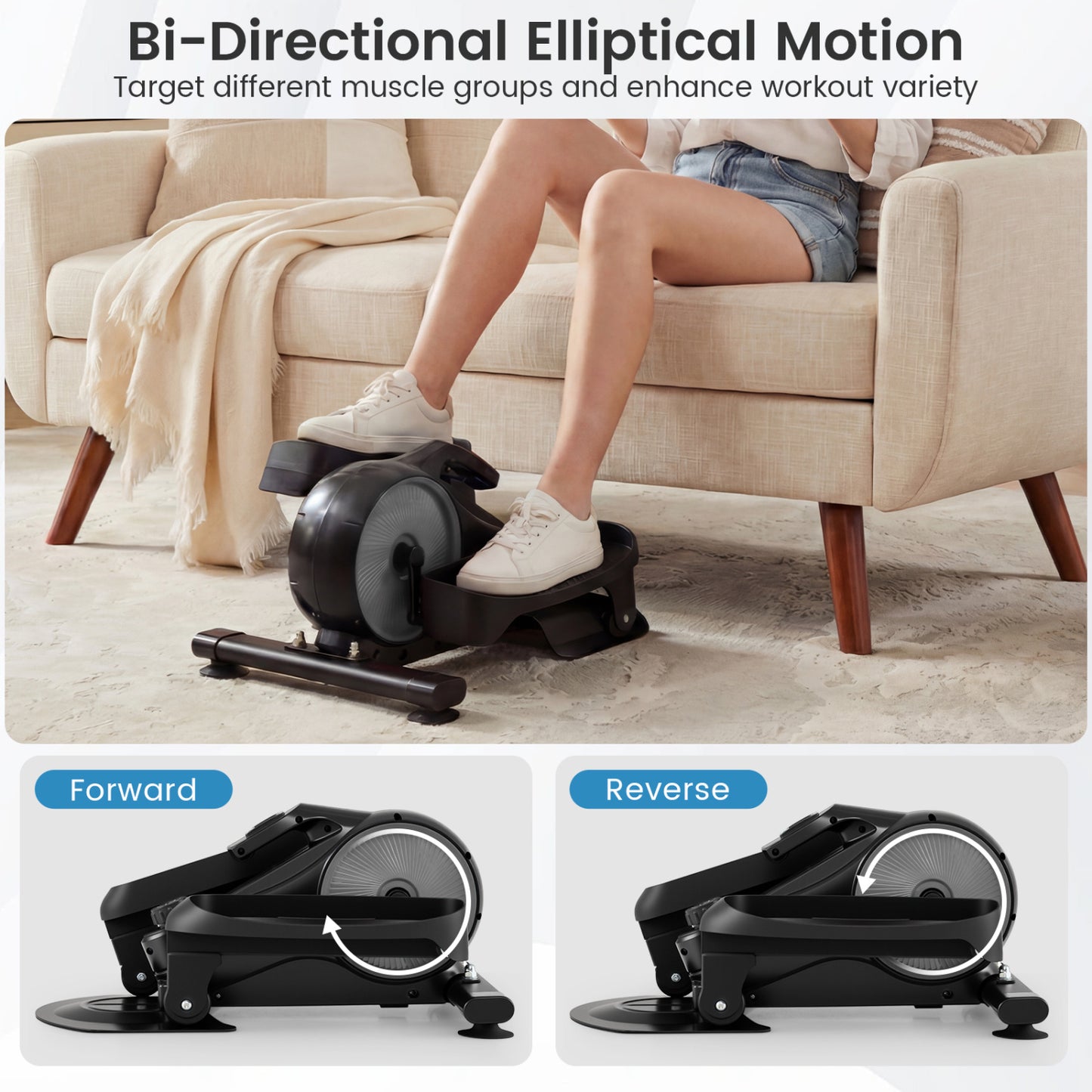 Under Desk Elliptical Pedal Exerciser, Adjustable Magnetic Resistance, Silver Elliptical Trainers at Gallery Canada