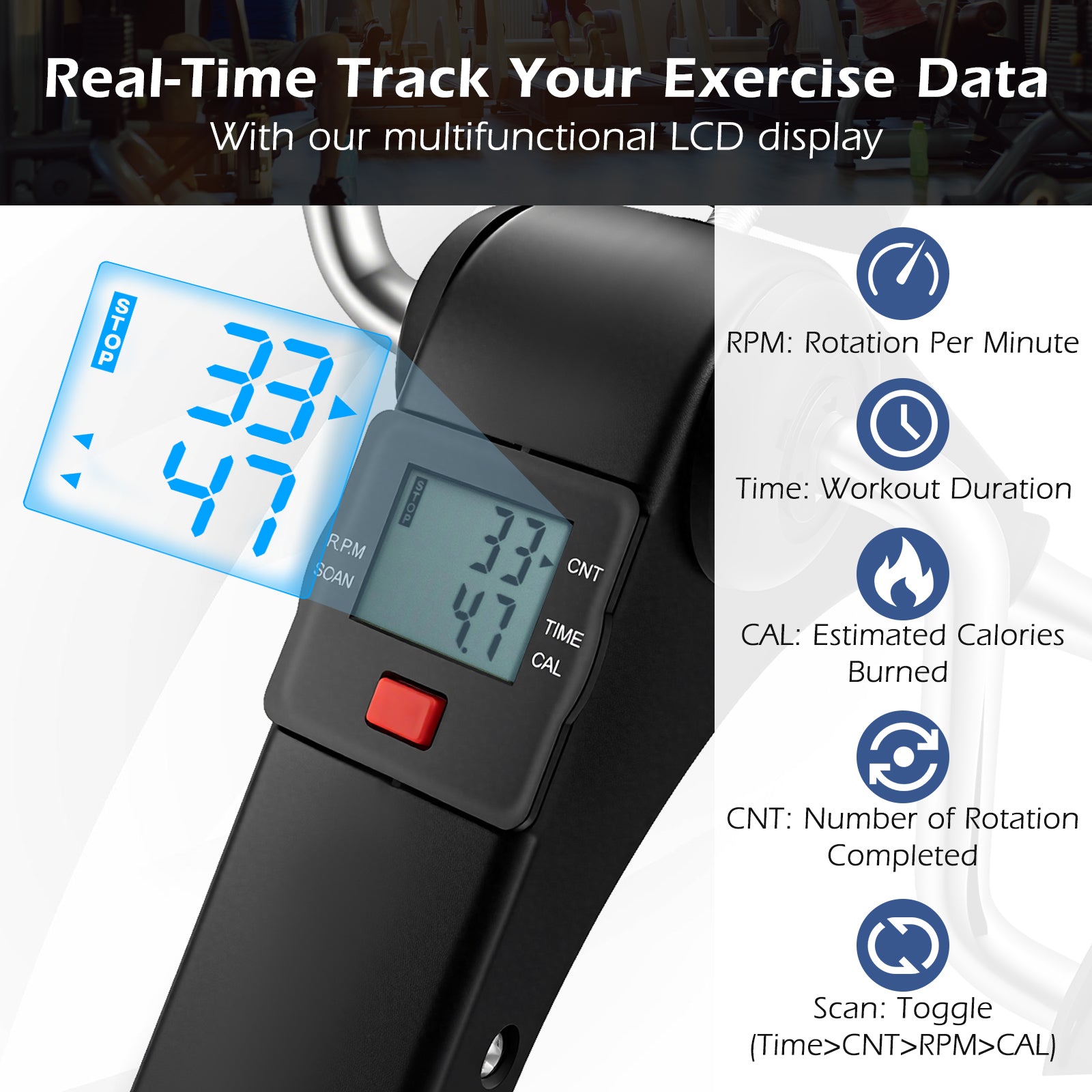 Under Desk Exercise Bike Pedal Exerciser with LCD Display for Legs and Arms Workout, Black Exercise Bikes at Gallery Canada