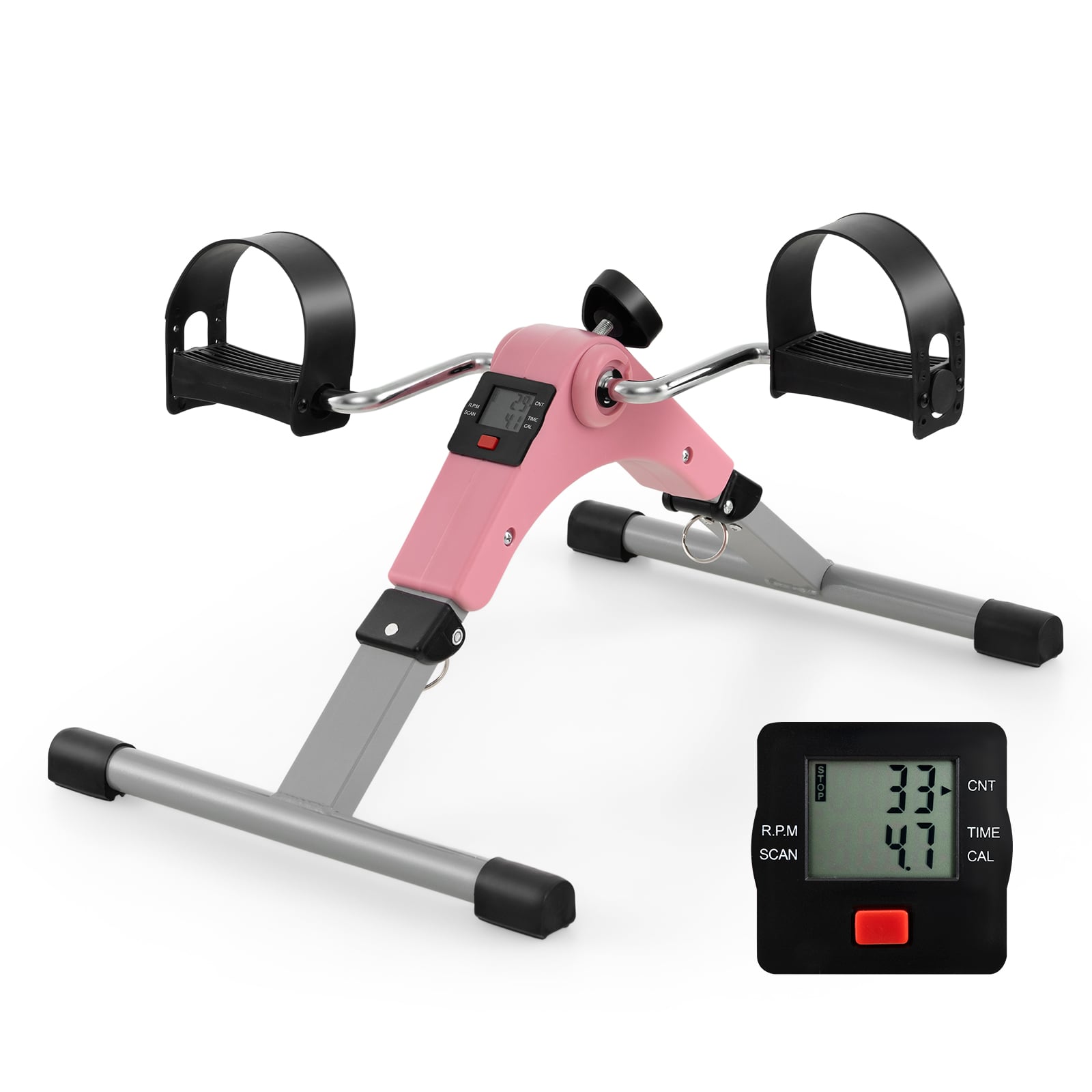 Under Desk Exercise Bike Pedal Exerciser, With LCD Display, Pink Exercise Bikes Pink at Gallery Canada