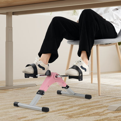 Under Desk Exercise Bike Pedal Exerciser with LCD Display for Legs and Arms Workout, Pink
