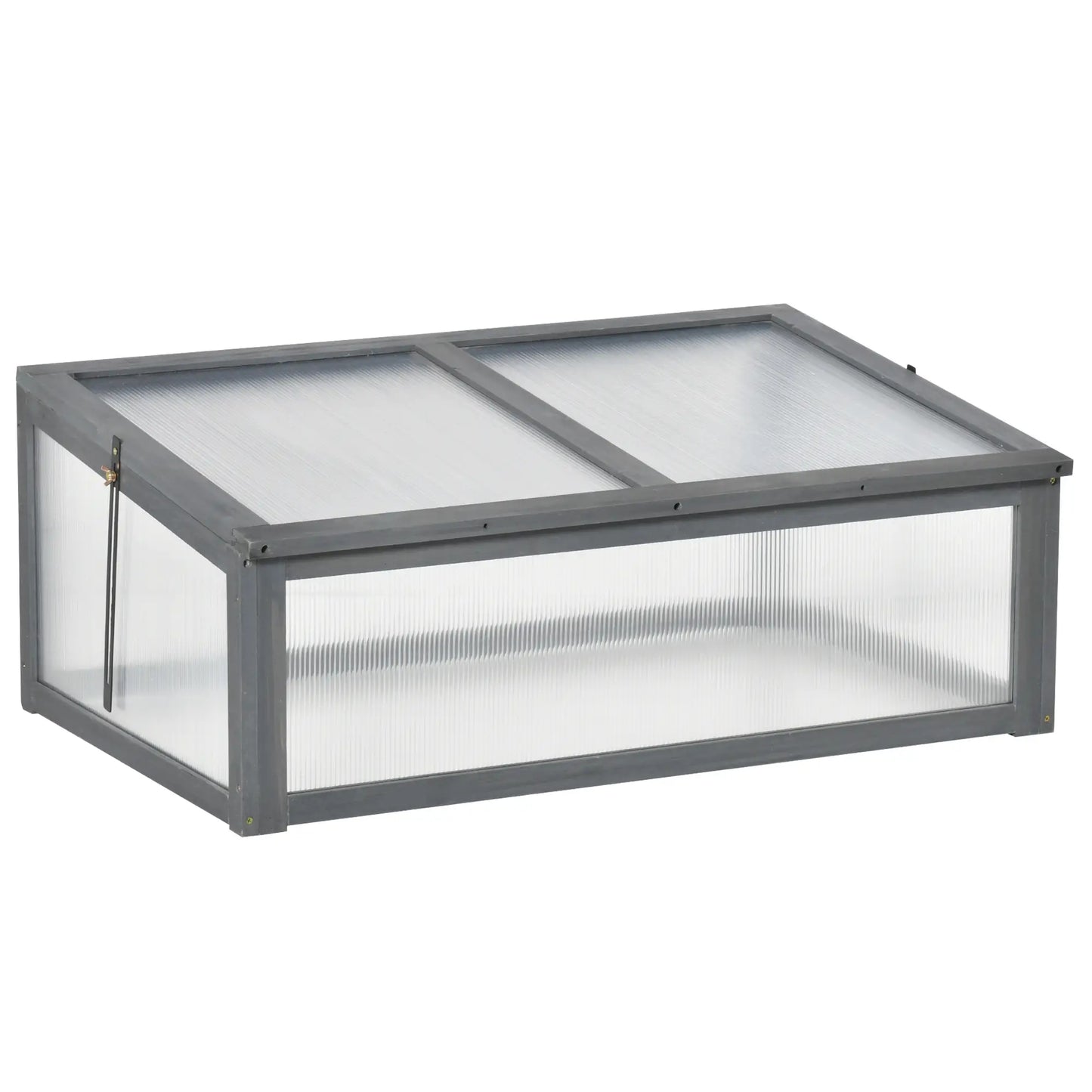 39" x 26" x 16" Wooden Cold Frame, Tilted Top Cover, Polycarbonate Planter Box, Grey Greenhouses Grey at Gallery Canada