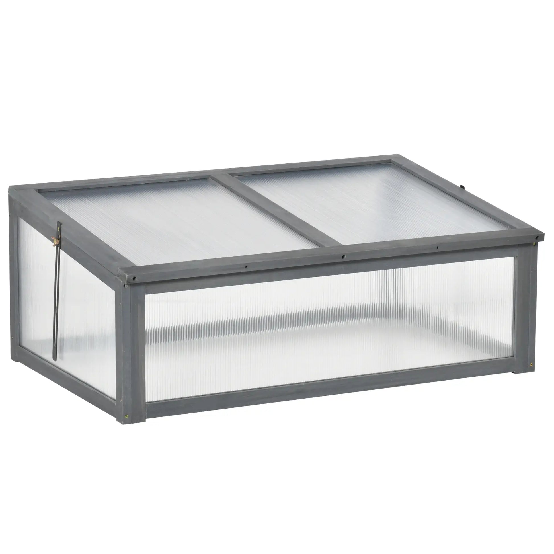 39" x 26" x 16" Wooden Cold Frame, Tilted Top Cover, Polycarbonate Planter Box, Grey Greenhouses Grey at Gallery Canada