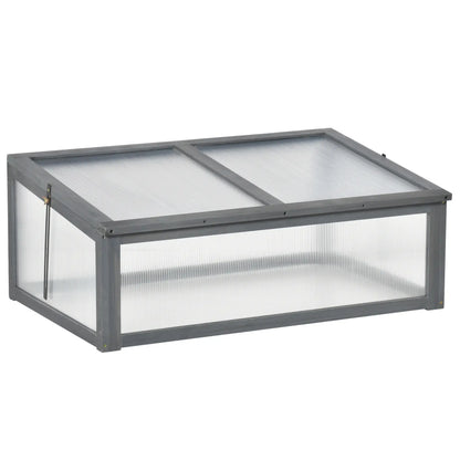39" x 26" x 16" Wooden Cold Frame, Tilted Top Cover, Polycarbonate Planter Box, Grey Greenhouses Grey at Gallery Canada