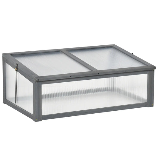 39" x 26" x 16" Wooden Cold Frame, Tilted Top Cover, Polycarbonate Planter Box, Grey Greenhouses Grey at Gallery Canada