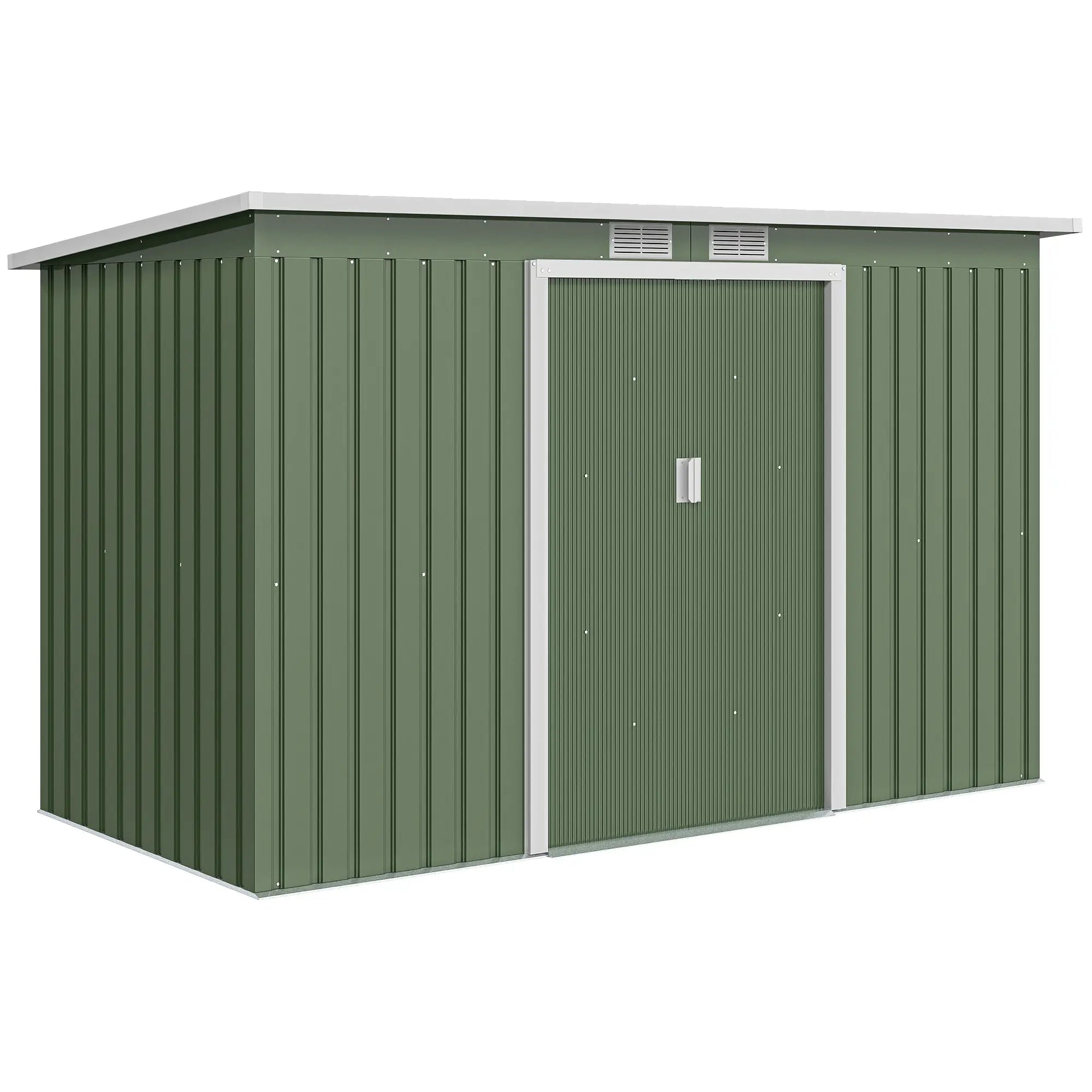 9' x 4' Metal Garden Storage Shed, with Foundation Kit, Light Green Sheds Light Green at Gallery Canada