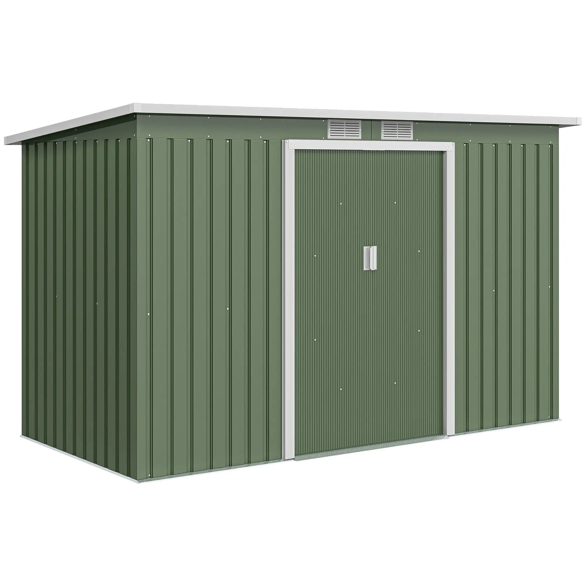 9' x 4' Metal Garden Storage Shed, with Foundation Kit, Light Green Sheds Light Green at Gallery Canada