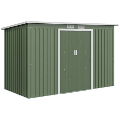 9' x 4' Metal Garden Storage Shed, with Foundation Kit, Light Green Sheds Light Green at Gallery Canada