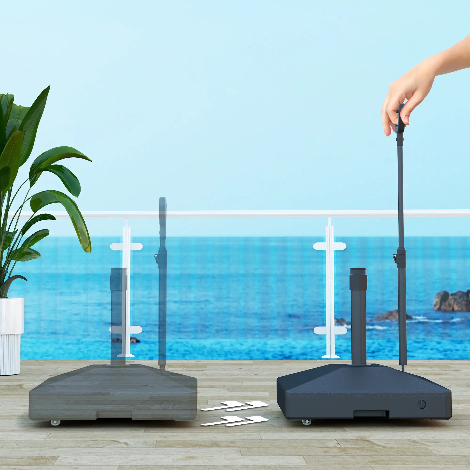 Adjustable Wheel Patio Umbrella Base, 121lbs Stand, 99lbs Water, Black Umbrella Bases at Gallery Canada
