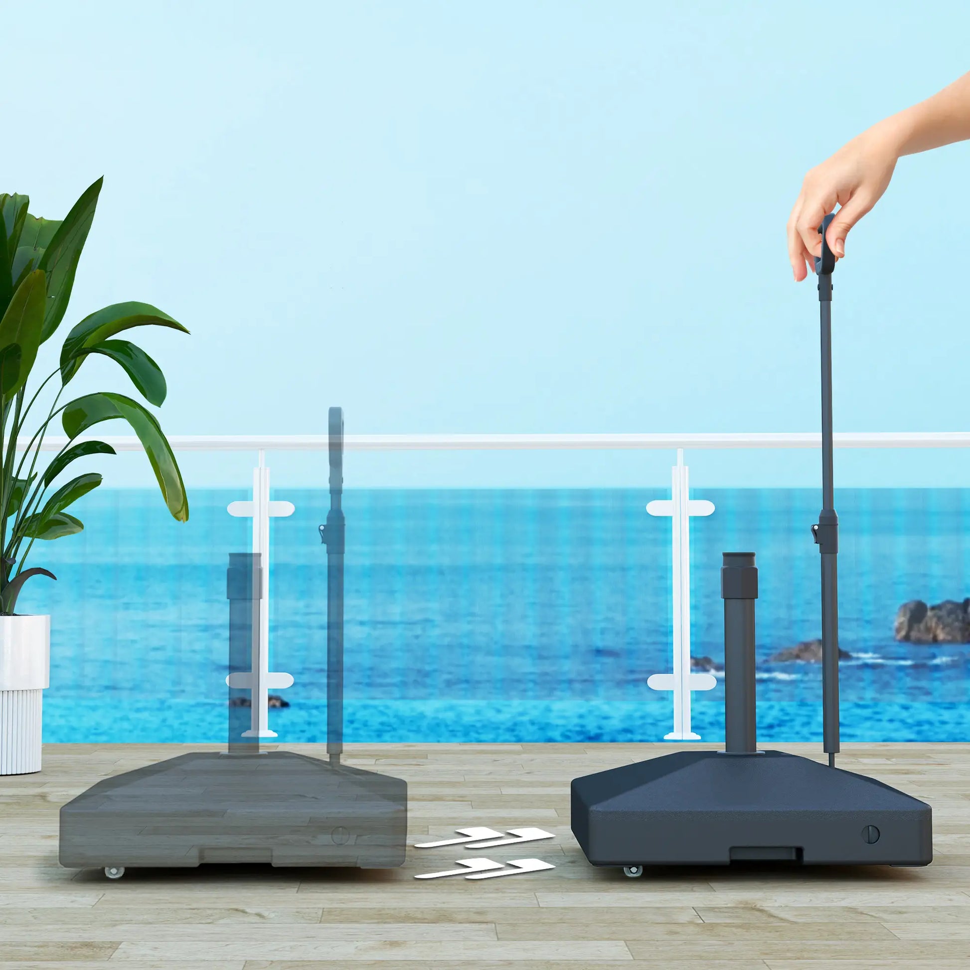 Adjustable Wheel Patio Umbrella Base, 121lbs Stand, 99lbs Water, Black Umbrella Bases at Gallery Canada