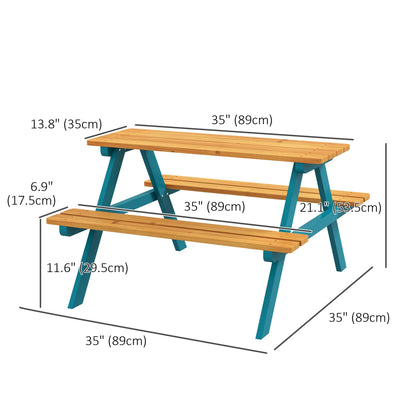 Kids Outdoor Table Set Wooden Toddler Picnic Table Benches for 4, Natural Wood Kids Outdoor Furniture at Gallery Canada