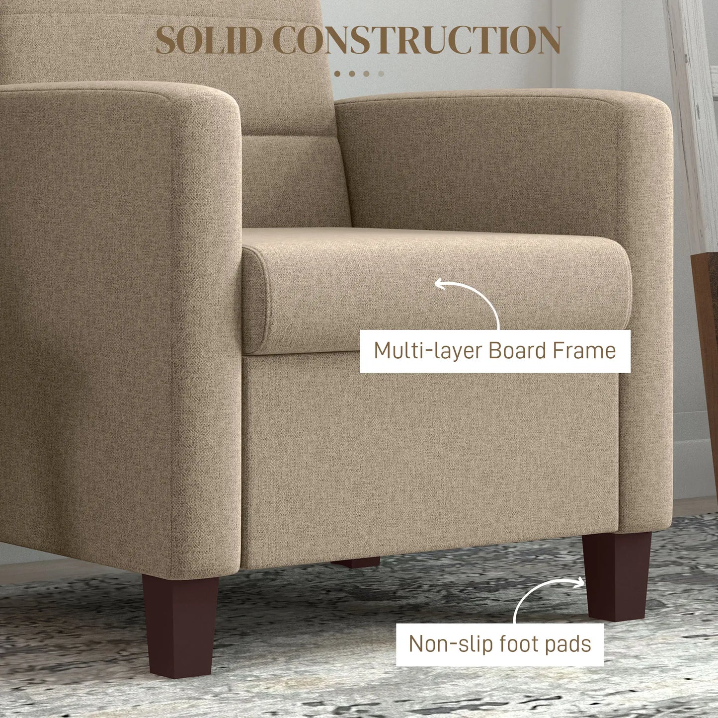 Modern Fabric Accent Chair, with Seat Cushion, Light Brown Accent Chairs at Gallery Canada