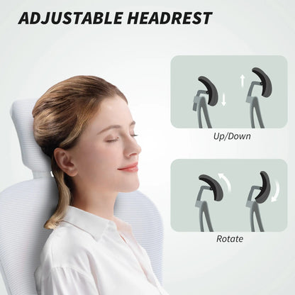 Mesh Office Chair, Adjustable Headrest, 4D Lumbar Support, Flip-Up Arms, White Office Chairs at Gallery Canada