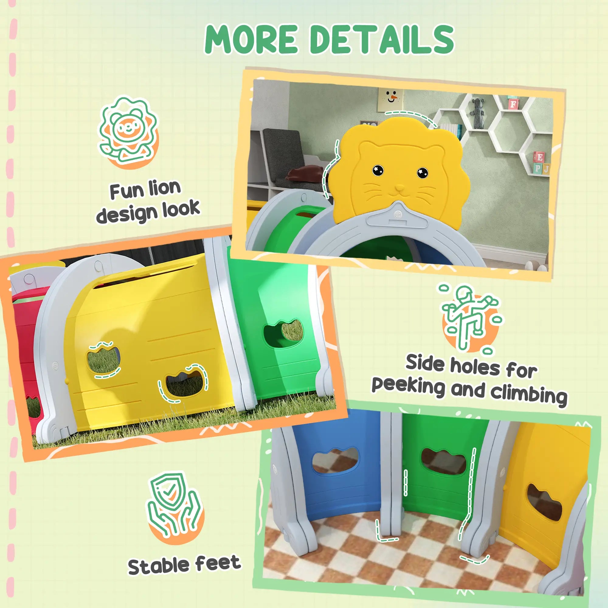 Lion Design Tunnel for Kids, 3-6 Years, Multicoloured Children's Play Tunnels at Gallery Canada