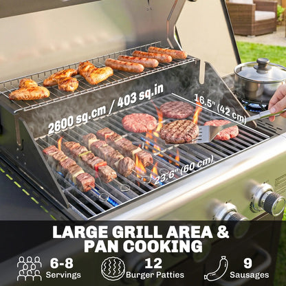 4 Burner Propane Gas Grill, 53,000 BTU, Cast Iron Grates, Wheels, Warming Rack Propane Gas Grills at Gallery Canada