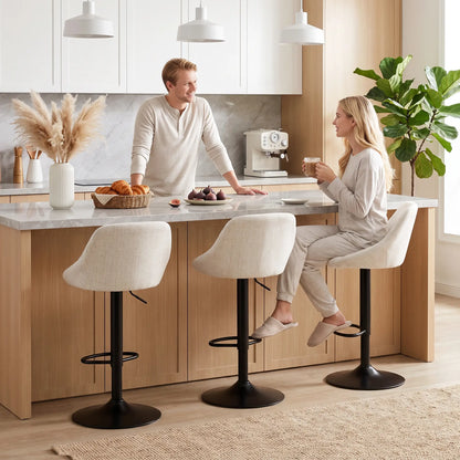 Tabourets de bar pivotants hauteur comptoir Lot de 3, Blanc cassé