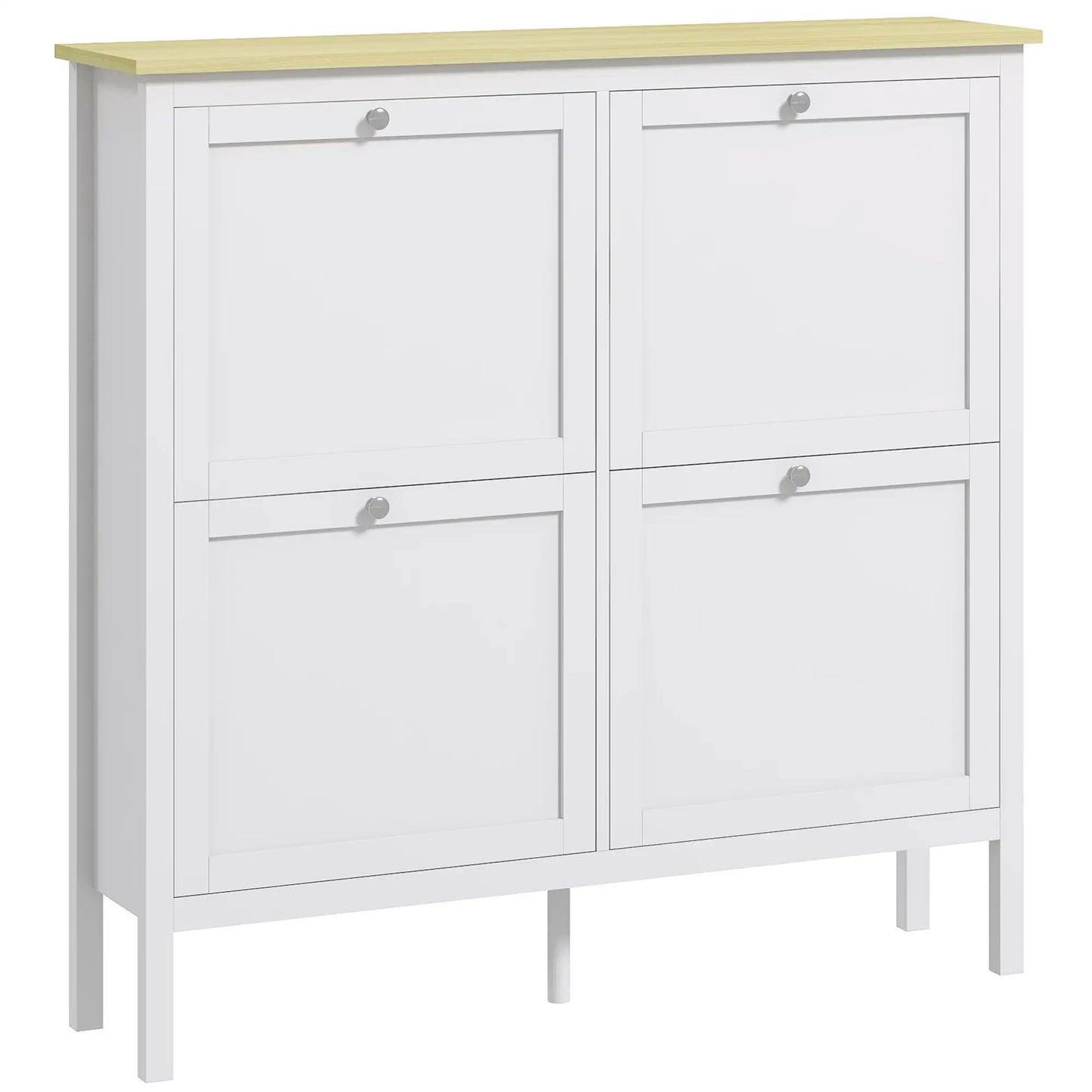 Shoe Storage Cabinet, 4 Flip Drawers, Adjustable Shelves, Holds 20 Pairs, White Shoe Storage Cabinets & Racks at Gallery Canada